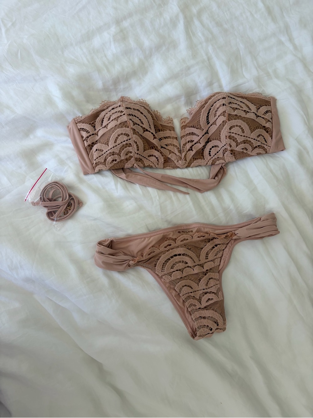PQ Swim Lace Fanned bikini bottom and Strapless top